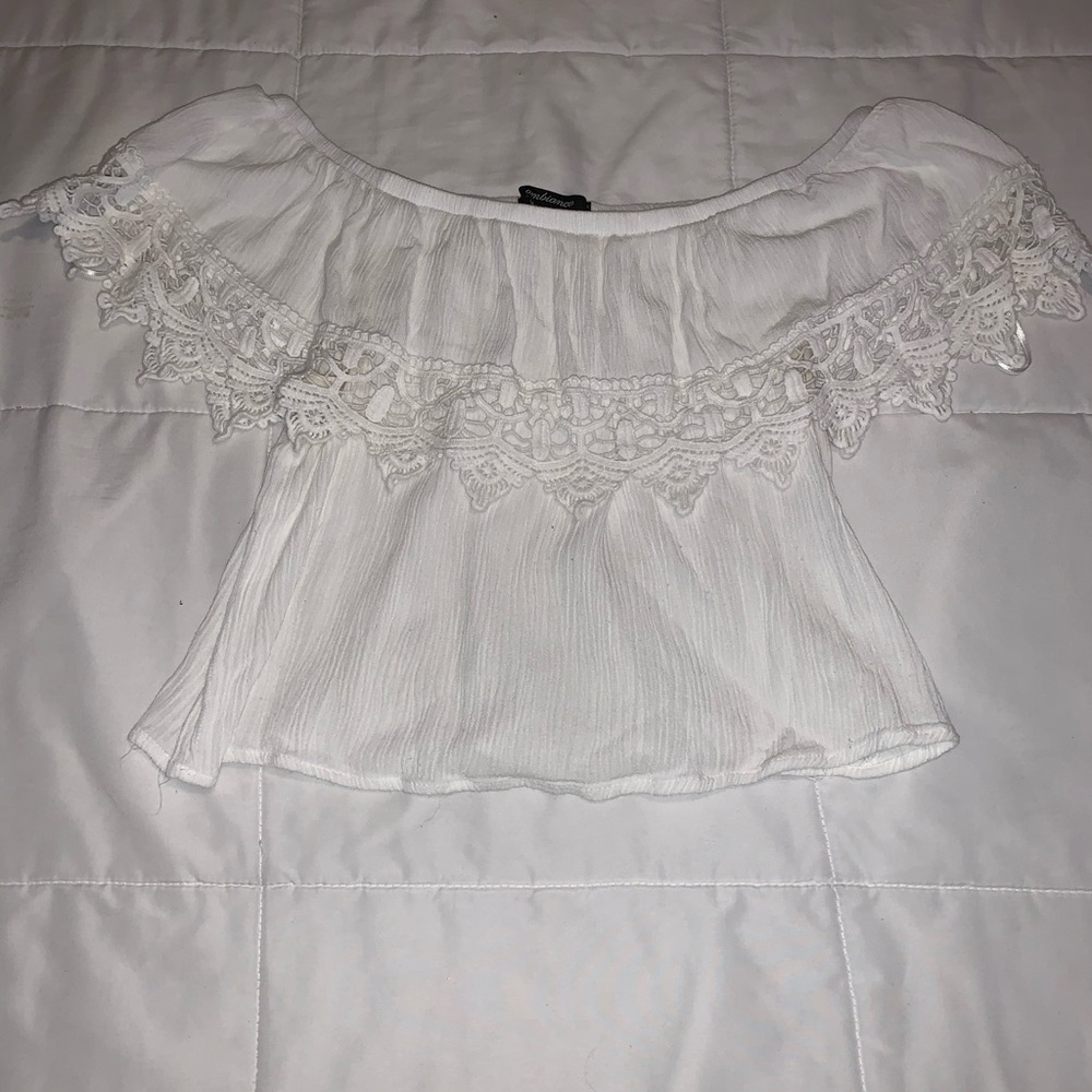 Off the shoulder white top
